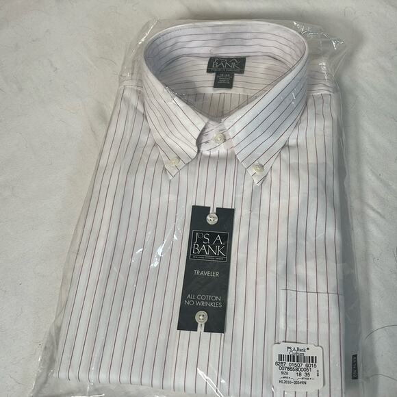 NEW Joseph A Banks Button Down Stripped Dress Shirt 18/35 - Picture 1 of 7
